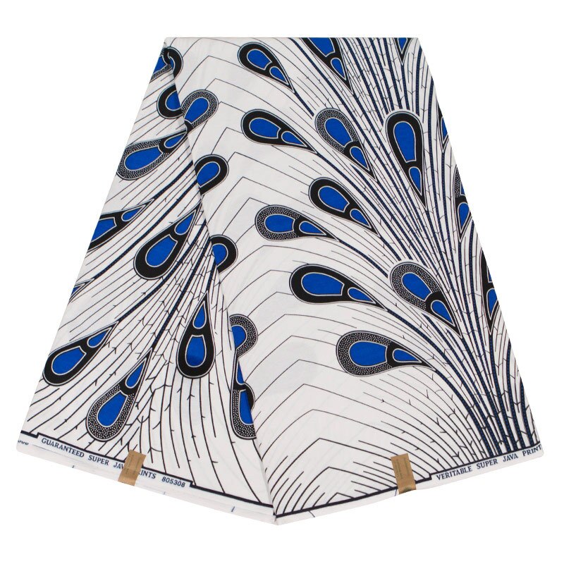 Tissu de couture en plume de paon 6 Yards | Haut imprimé africain à la , , nigéria, cire d'ankara, tissu de coton, Lot