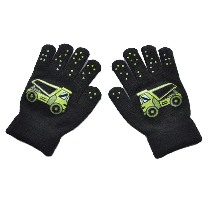 freundlicher Winter Warme Handschuhe für 6-12Jahre Jungen Und Mädchen Nette Bau Lkw aufbringen Kind Weiche Gestrickte Fäustlinge: T6