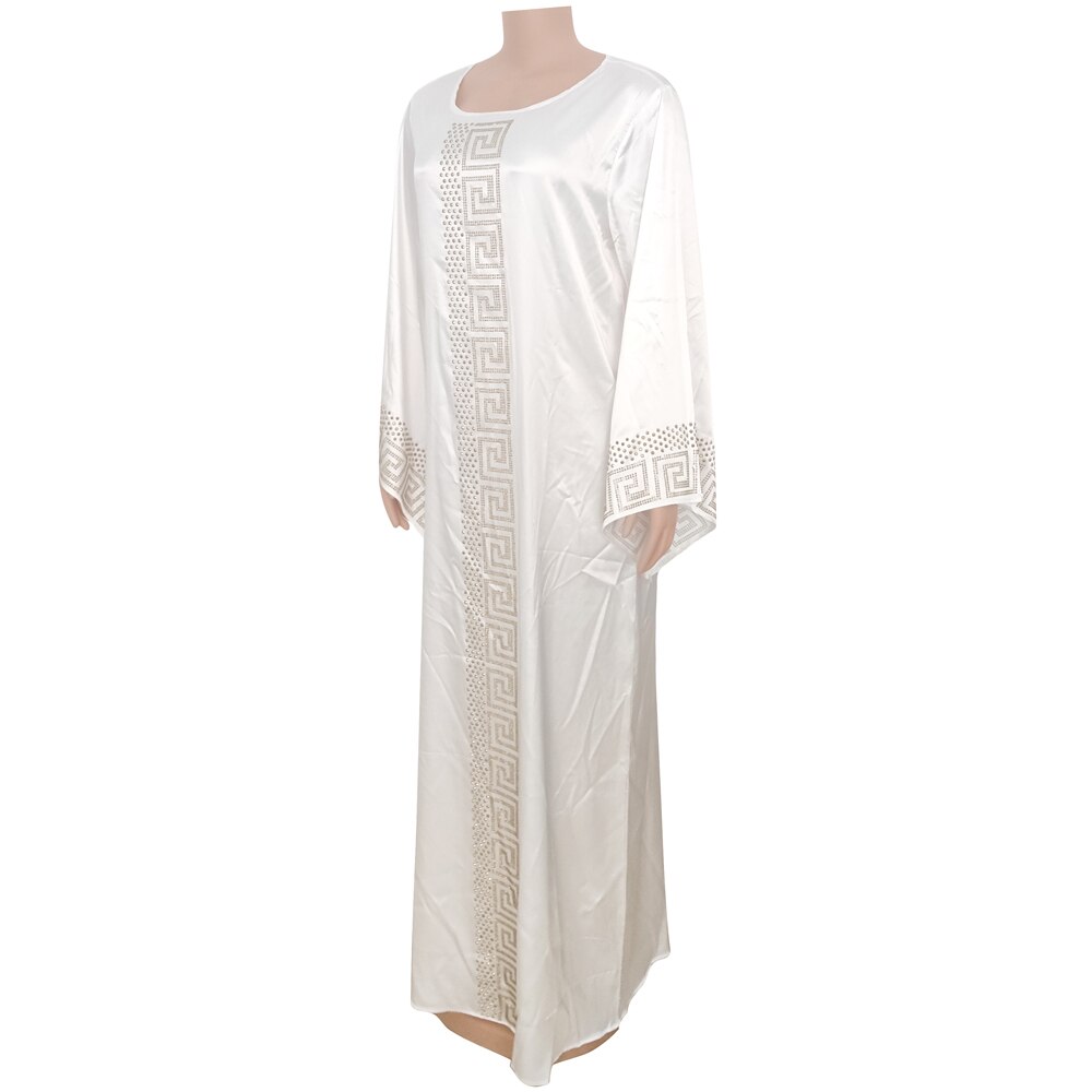 Kiinteät talvi afrikkalaiset mekot naisille muslimi maximekko lattiapituinen etninen tyyli timantit pitkähihainen femme kylpytakki abaya
