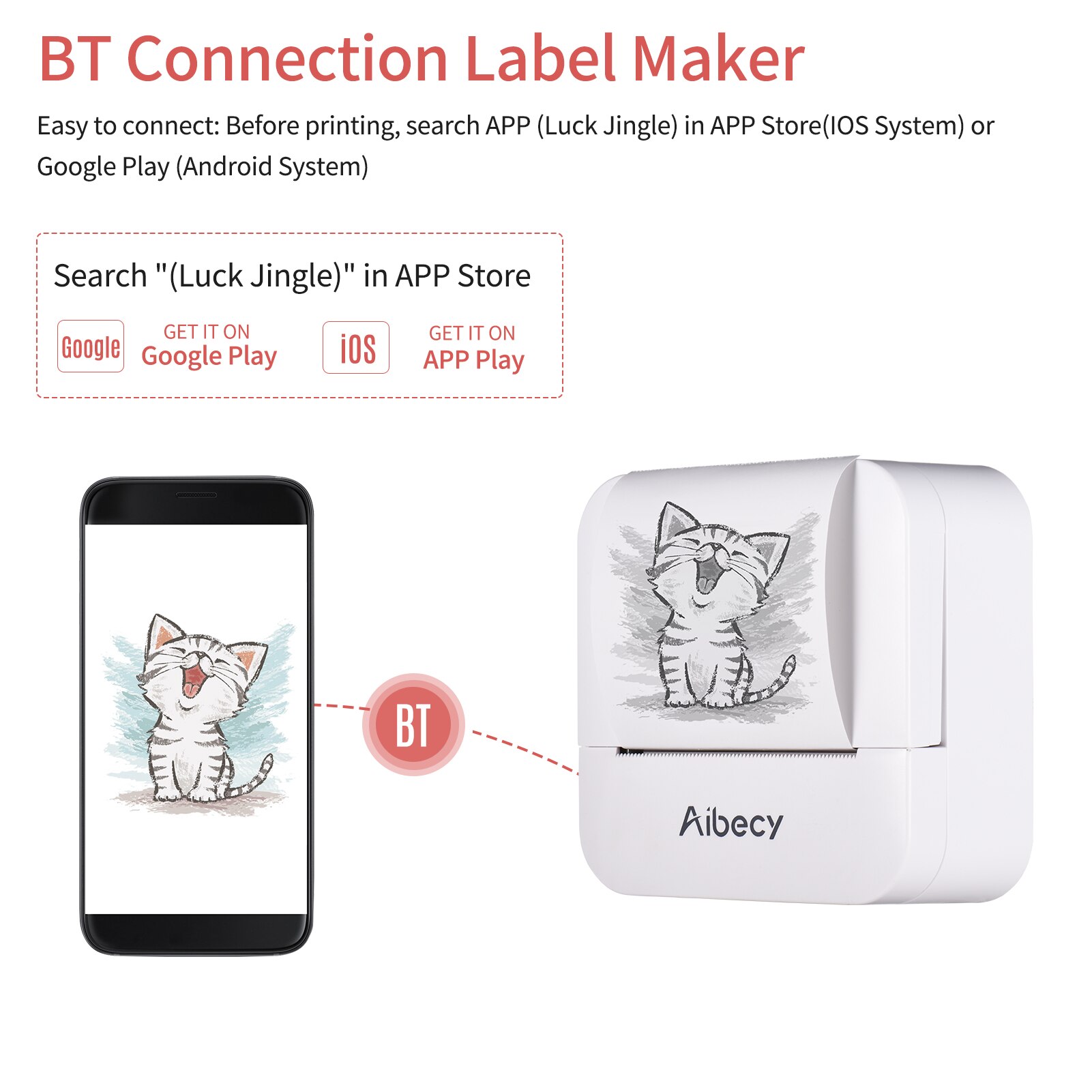 Aibecy Mini All-in-One Thermal Printer Portable Photo Printing Machine 203DPI Wireless BT Connection for Picture Lable DIY