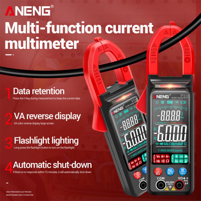 ANENG ST212 DC/AC Current Digital Clamp Meter 6000 Counts 400A Amp Multimeter Large Color Screen Voltage Tester Car Hz NCV Ohm
