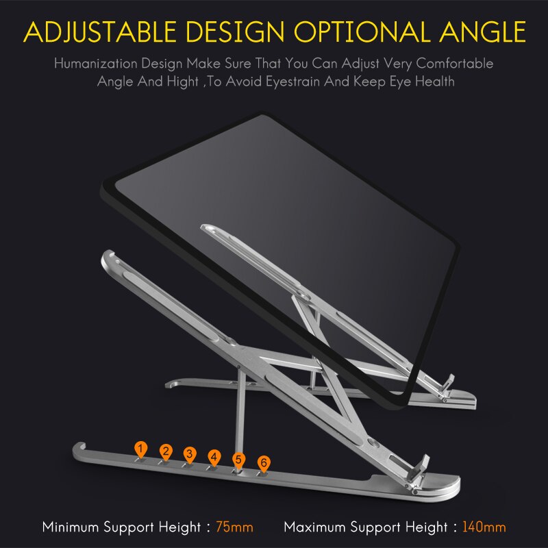 Adjustable Aluminum Laptop Stand PC Tablet Stand Foldable Portable Desktop Holder