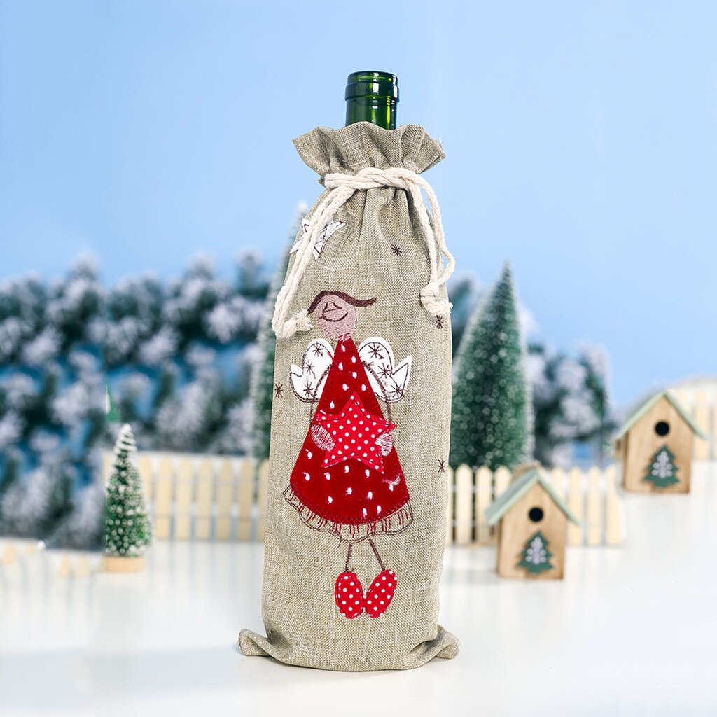 Kerst Wijnfles Cover Stof Pop Flanel Champagne Kerst Decoraties Voor Huis Xmas Wijnfles Cover Navidad: B