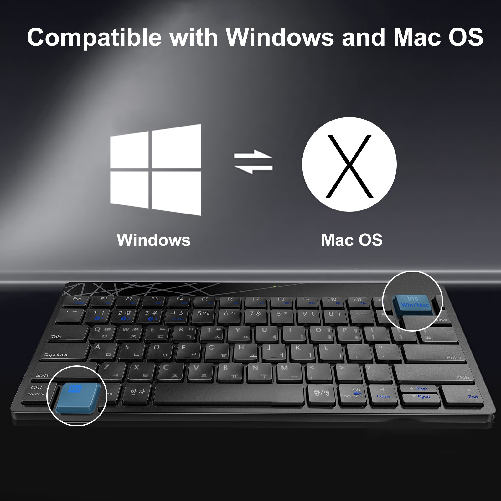 Rapoo 8000T Multi-mode Wireless Keyboard and Mouse Combo Bluetooth Keyboard Silent Optical Mouse Set English/Korean Keyboard