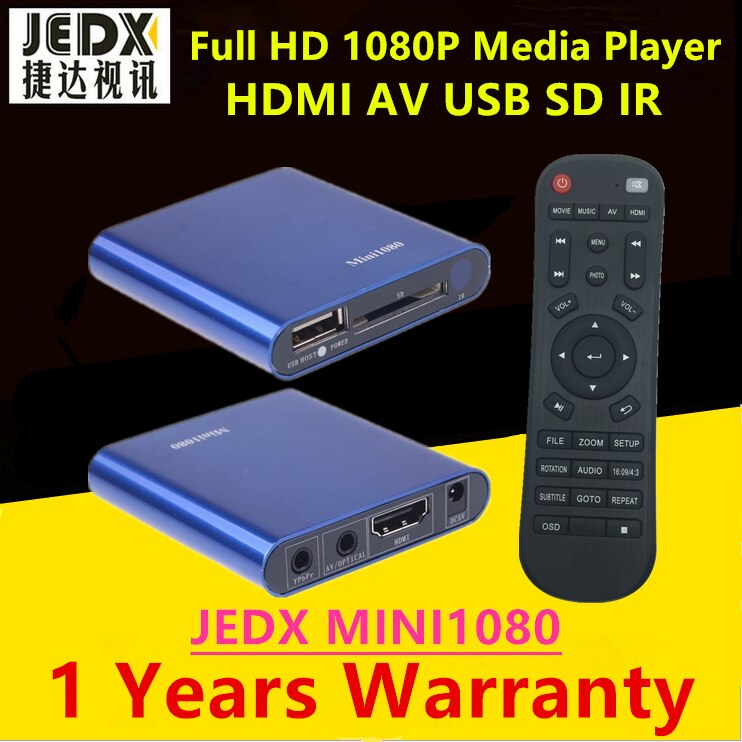 ! Auto Mediaspeler Mini Full HD 1080 P Speler AV HDMI USB/SD MKV/RM/AVI Afstandsbediening Inbegrepen Auto adapter!