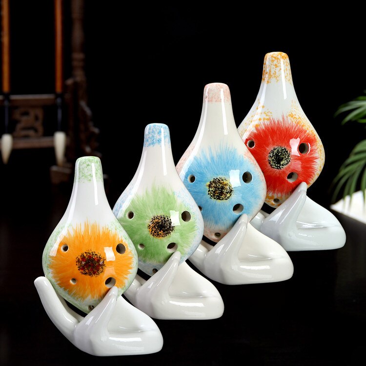 6 otworów Ocarina alt C tonu porcelany flet instrument muzyczny ręcznie malowane wzór ornament dekoracji prezent