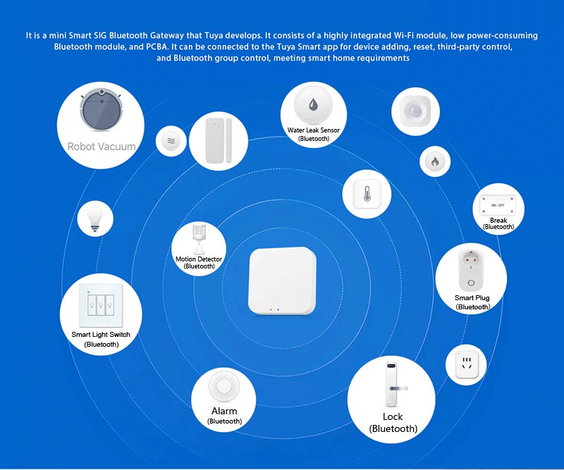 Tuya Smart life Smart home Smart Wireless Gateway Bluetooth Mesh Gateway SIG Gateway Hub support Alexa google home siri