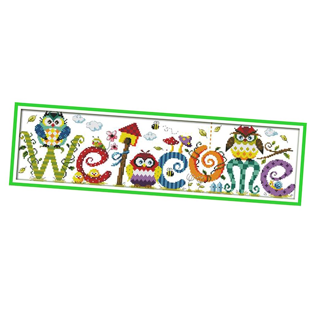 Counted &amp; Stamped Cross Stitch Kit Cartoon Owl Patterns Embroidery Crafts DIY