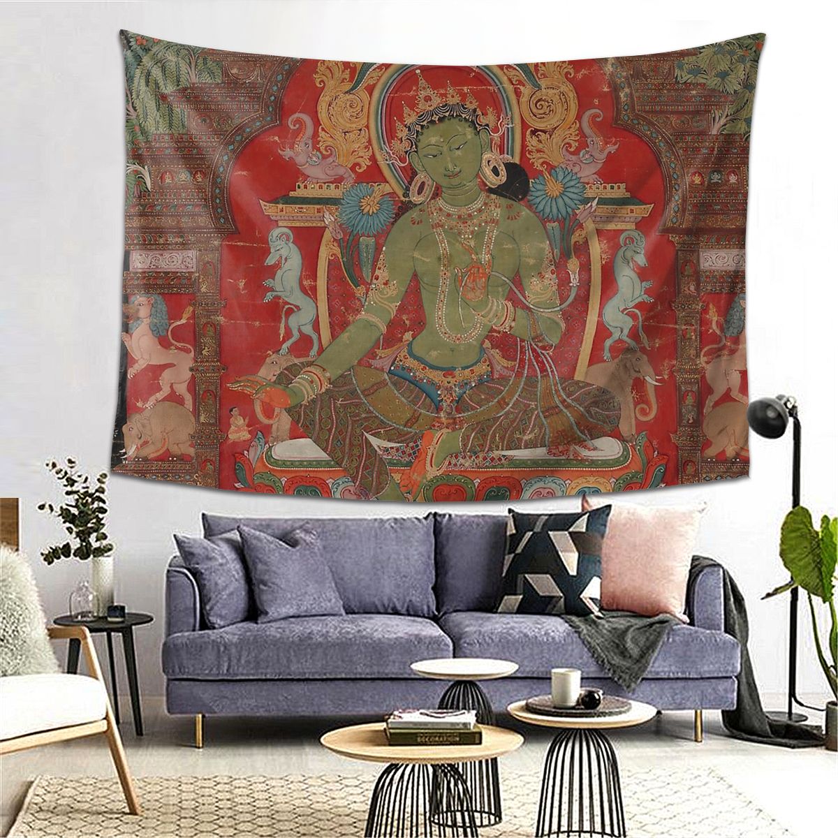 Buddha Tapestry Hanging Tapiz Bedspread Art Meditation Yoga Zen Buddhism Spiritual Buddhist Wall Cloth Polyester Beach Mat: 152x130cm 60x51in