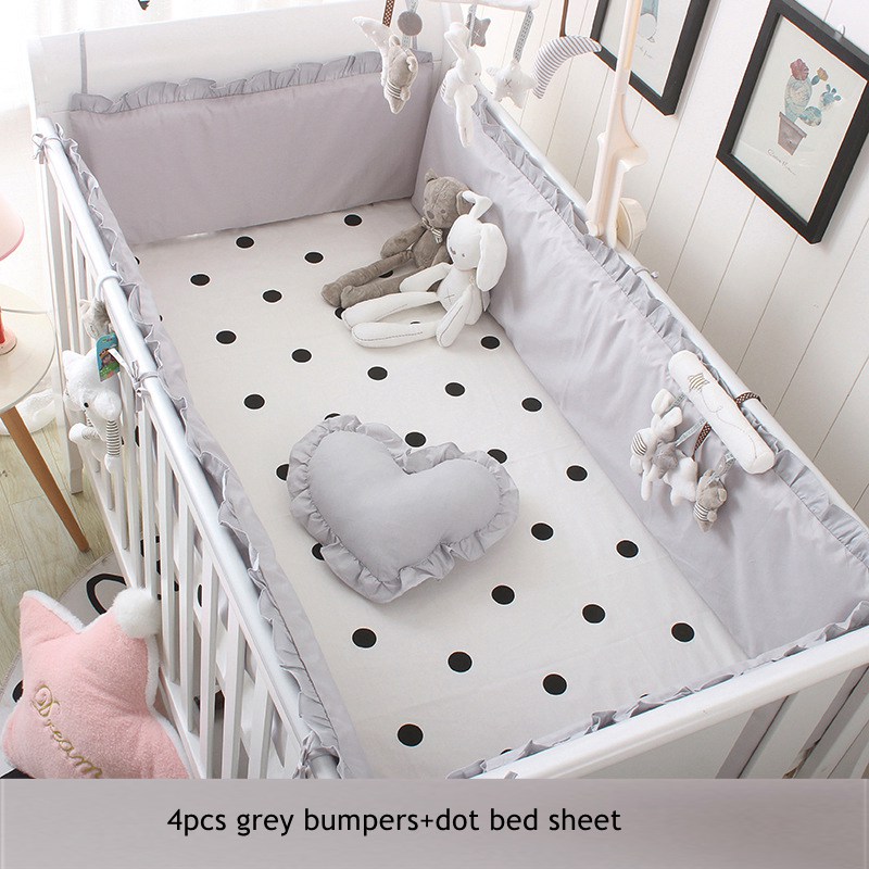 Koreaanse Stijl Baby Baby Wieg Bumpers Puur Katoen Effen Kleur Vel Baby Bed Voor Shock Beschermende Side In De Wieg room Decor