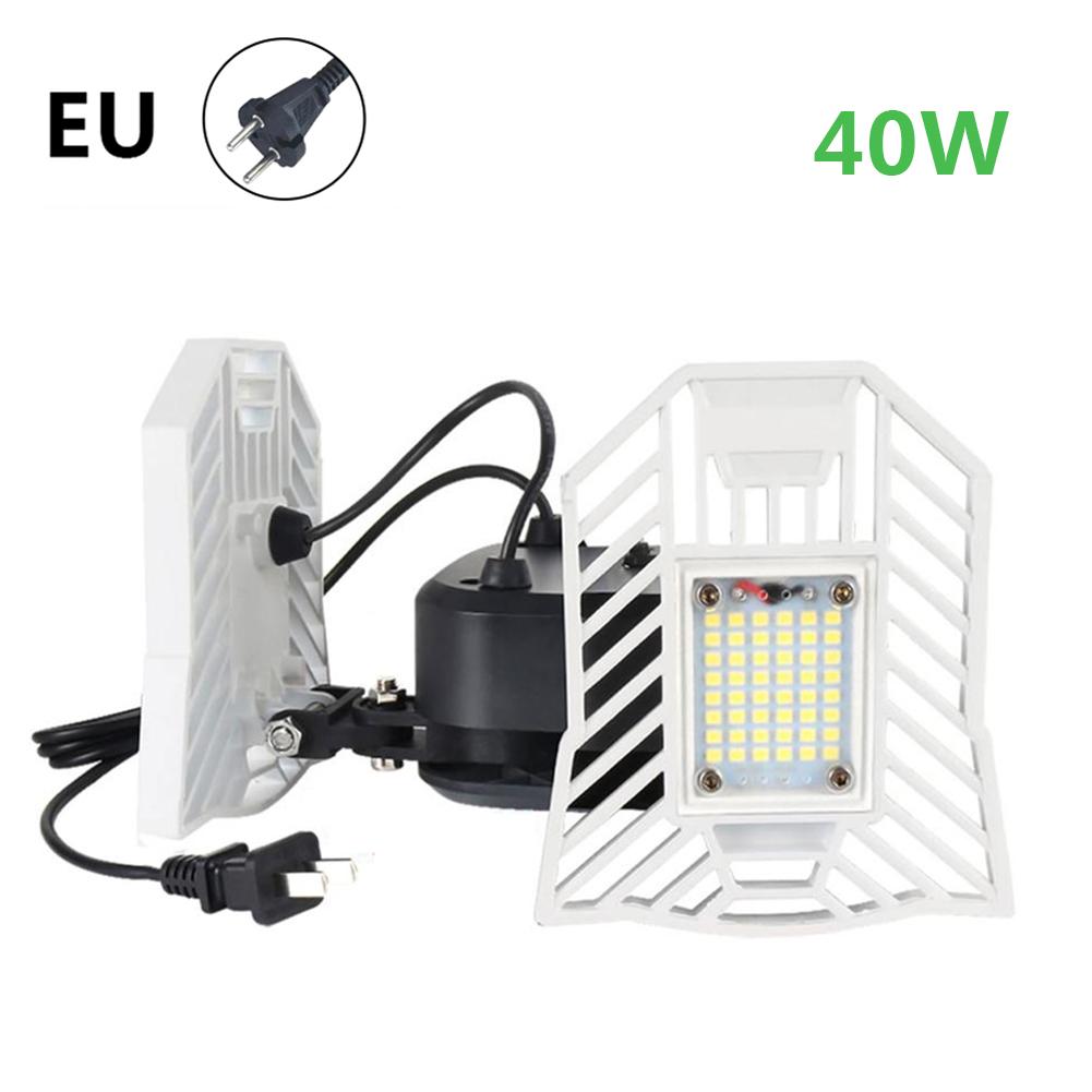 40W Garage Lamp LED Vervormen Wandlamp Verstelbare LED Blaker Licht Waterdicht Werk Licht Voor Workshop US EU Plug 85-265V: White shell EU