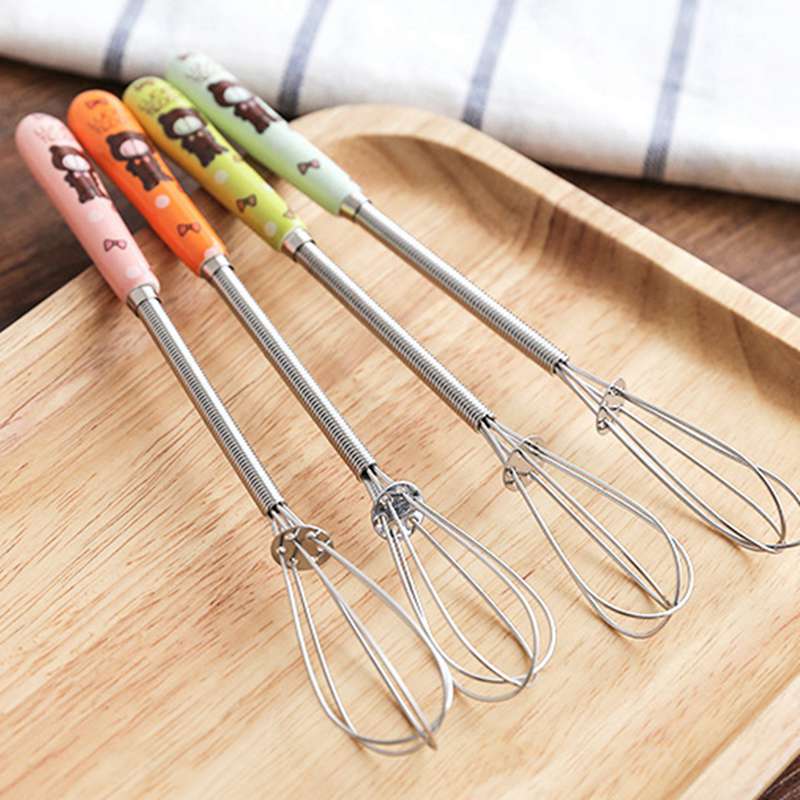 Stainless Steel Manual Whisk Ceramic Handle Small Cake Biscuit Baking Mixer Egg Whisk Milk Frother Handheld Stirrer for Kitchen