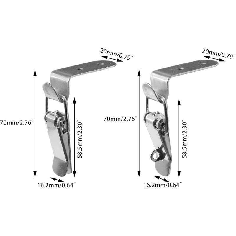 4pc 90 Degree Hook Lock Bolt Stainless Steel Safety Angle Locking Latch Buckle Loaded Toggle Latch for Door Toolbox Windows Case