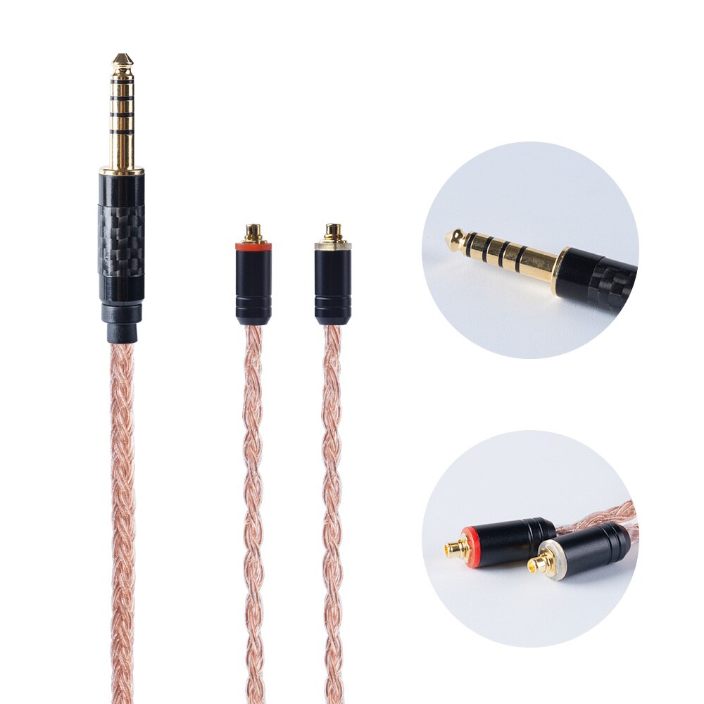 Cable de cobre y cristal HiFiHear de 16 núcleos de importación individual 2,5/3,5/4,4mm con conector MMCX/2pin para ZS10 AS10 AS16 C16 C10 V90: MMCX 4.4