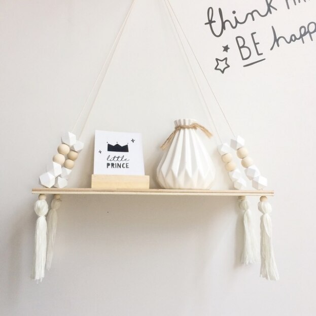 Nordic Nursery Wooden Hanging Storage Rack For Kids Room Decor Need Assemble Kids Room Decor Baby Stickers Wooden Board: 1