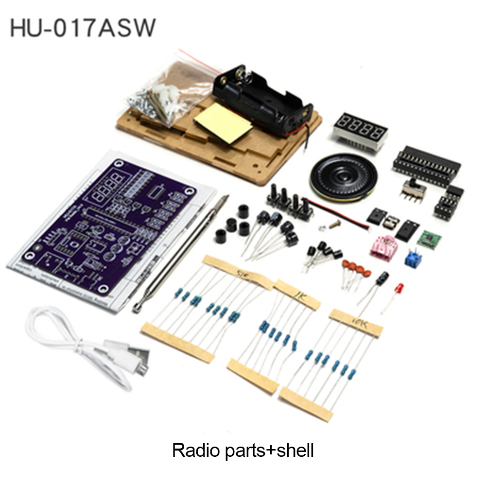 Zestaw HU-017A RDA5807S Zestaw do nauki części elektronicznych FM do samodzielnego wykonania 87-108MHz z/bez zestawu obudowy do części składowej elektronicznej: Black