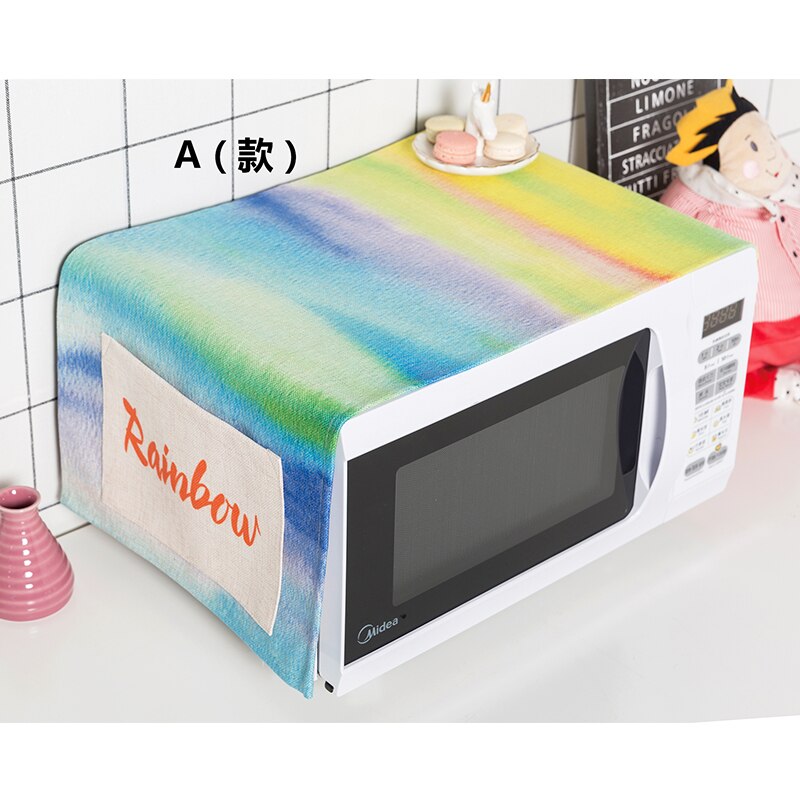 Nordic stijl Regenboog mooie Magnetron dust covers De oven shield Doek kunst Landelijke stijl met Winkel inhoud zak: A