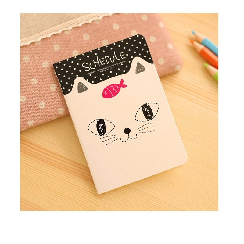 4pcs Kawaii Mini Diary Cute Cat Binding Notebook Portable Planner Memo Notepad Journal Stationery Office School Supplies H6627
