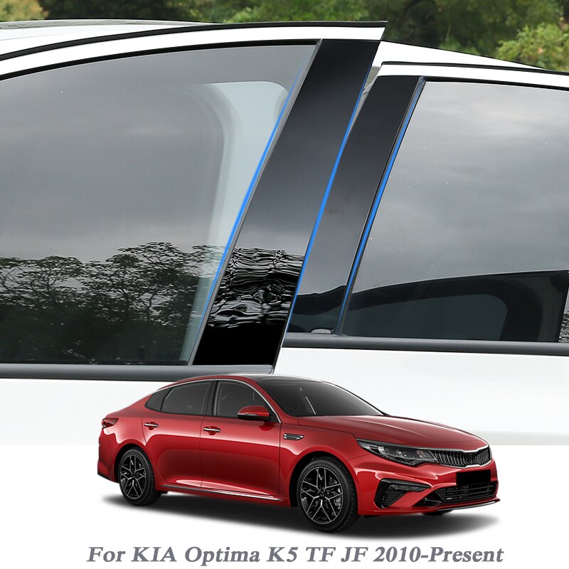 Decoración Para automóviles 6 uds. Para Kia Optima K5 TF JF , , pegatina decorativa para ventana de coche, pegatinas de columna media de PVC, accesorios externos