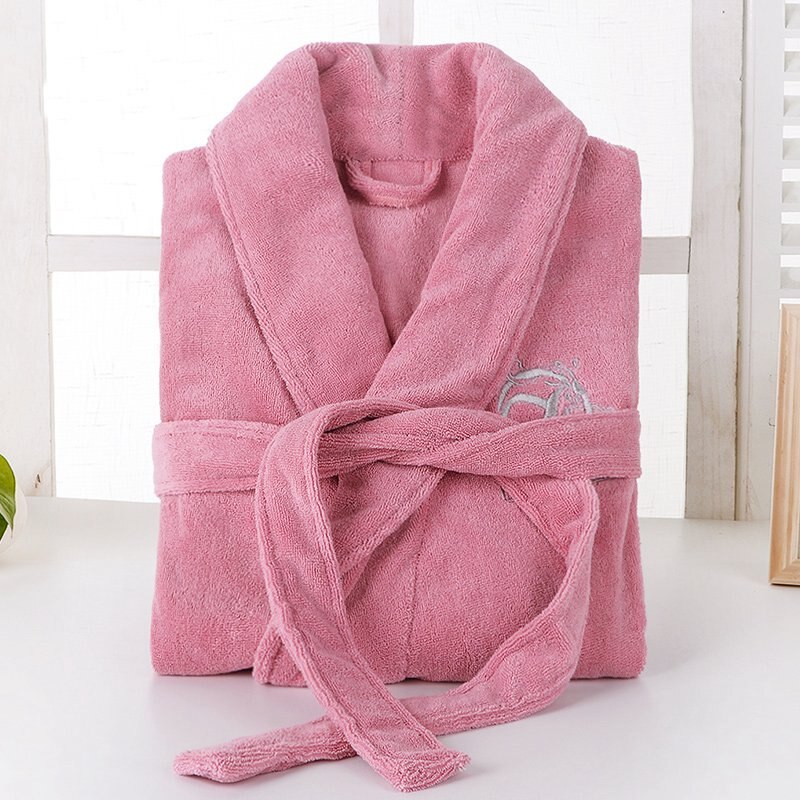 Heren Badjas Katoen Lange Warme Badjas Dikke Zachte Winter Badjas Heren Kamerjas Kimono Gewaden Mannelijke Bruidsmeisje Badjassen: Dark Pink / M(155-165CM)