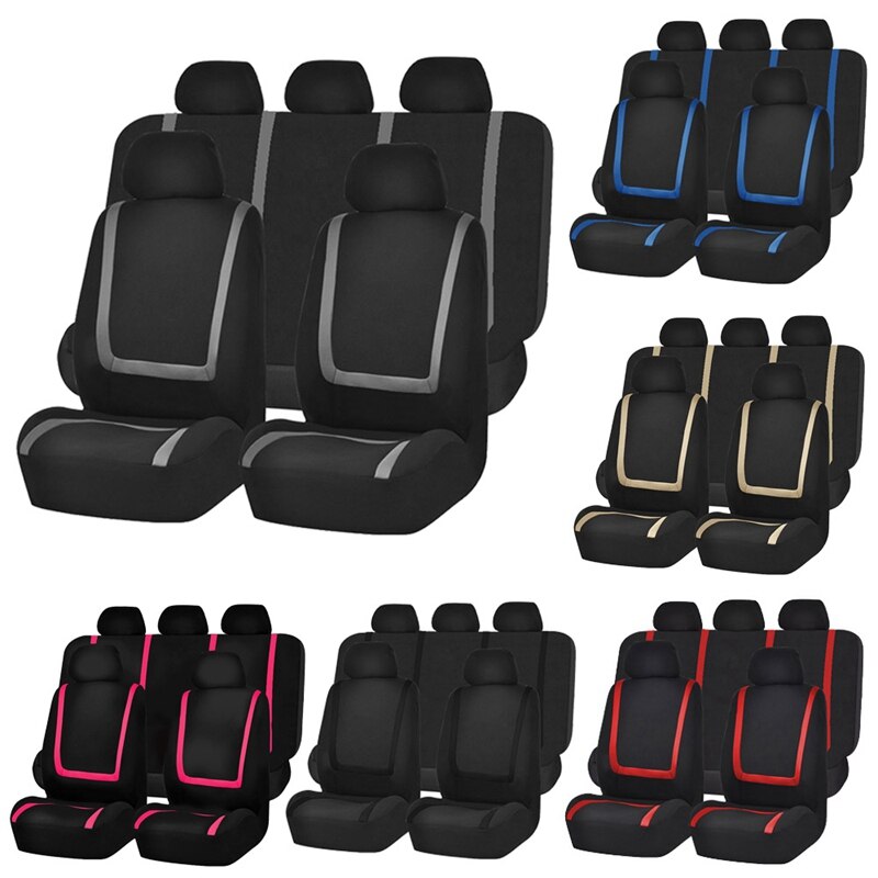 Fundas de asiento de automóvil de tela de lujo Universal 9 Uds. Accesorios de asiento de coche de seda de hielo súper transpirable