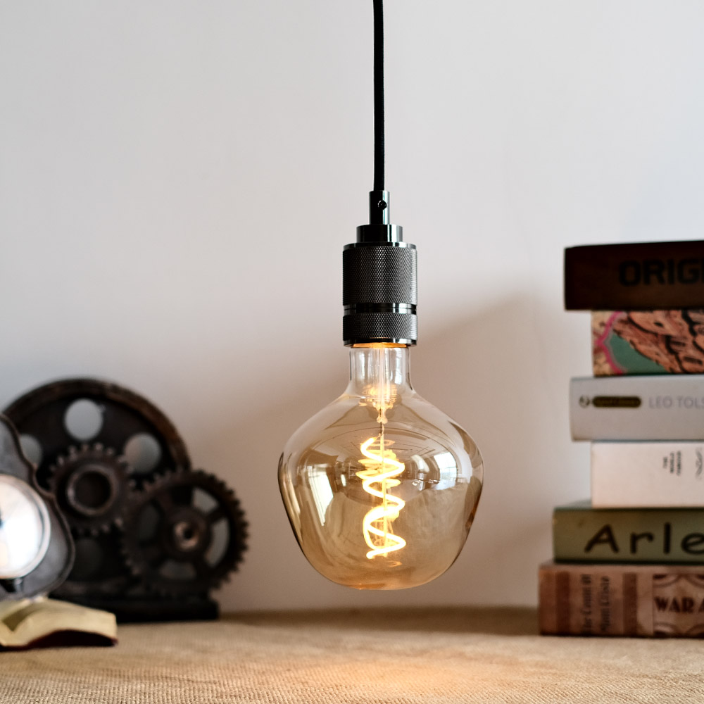 TIANFAN ampoule Led Vintage G125 grand Globe goutte d'eau Filament spirale 4W Dimmanble 220/240V E27 Super jaune