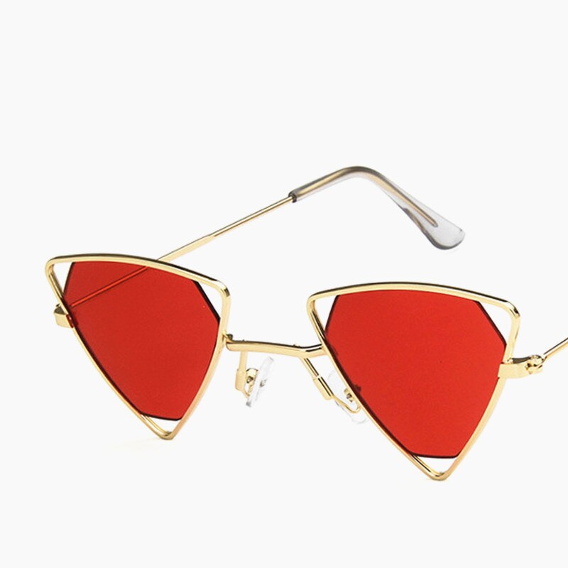 1PC Angeln Sonnenbrille retro für unisex Fahrer Brille Brillen UV400 Dreieck bilden Frauen Gläser rot Metall Rahmen Punk Stil: rot Gold