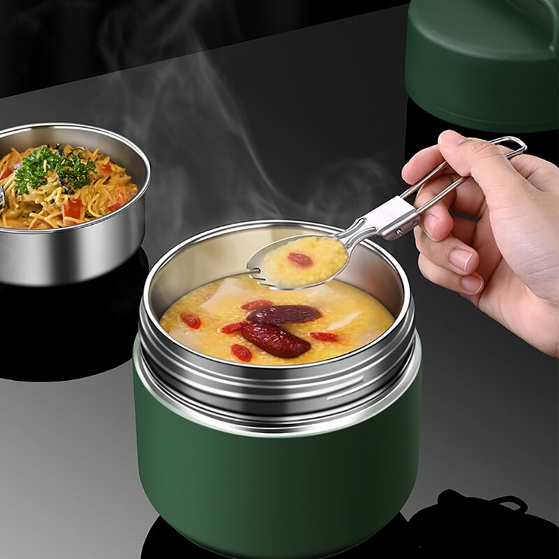 1300Ml Rvs Lunchbox Soep Pap Cup Met Lepel Draagbare Koud En Warm Isolatie Container Kantoor Gaan voedsel Jar