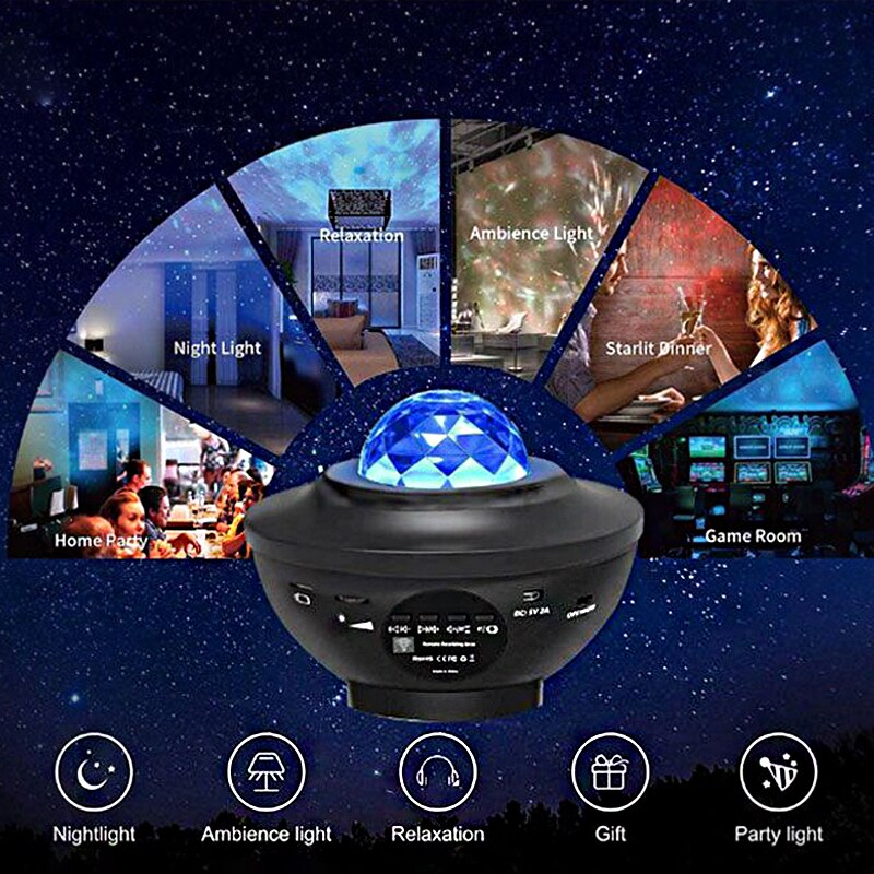 Colorful Starry Sky Projector Blueteeth USB Voice Control Music Player LED Night Light Romantic Projection Lamp Birthday