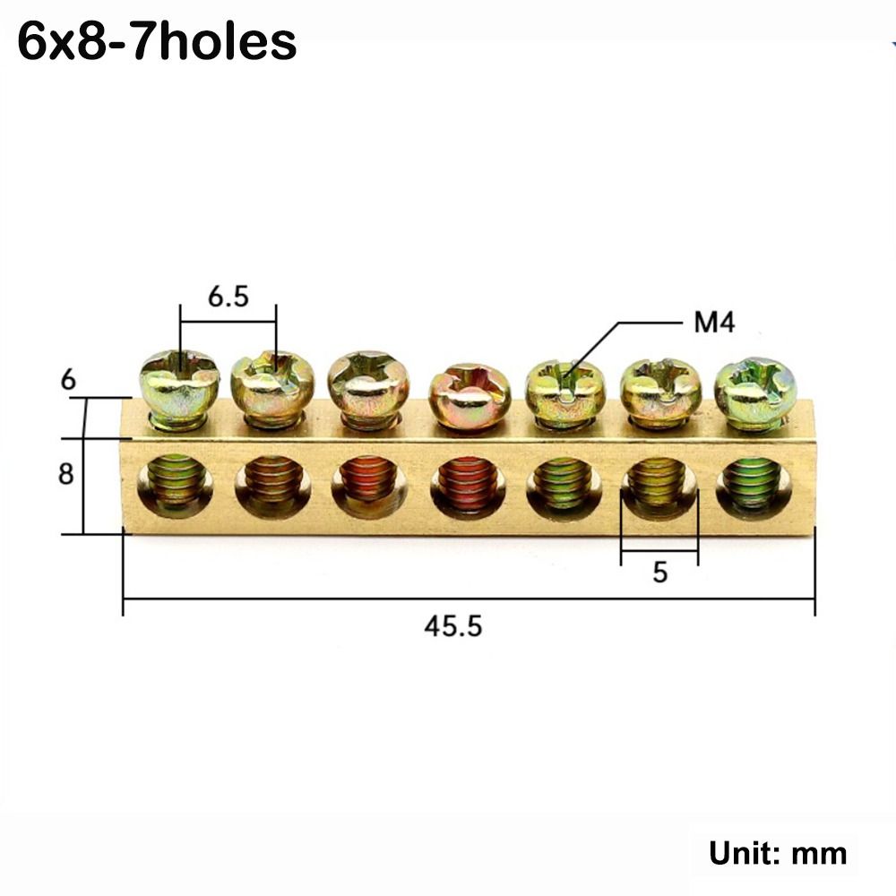 Copper Wire Connector Multi-specification With Hole Screw Brass Connection Row Zero Ground Terminal Electrical: Brown