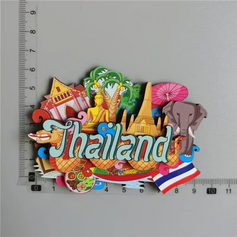 Aimant de réfrigérateur en bois, Souvenir de voyage, états-unis, Barcelone, russie, Canada, thaïlande, danemark, autocollant magnétique pour réfrigérateur: Bleu