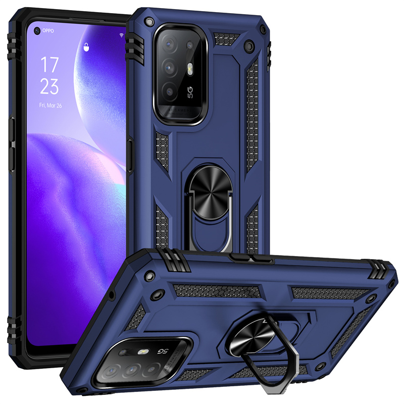 Funda de teléfono A prueba de golpes para OPPO A94 5G, carcasa trasera de PC dura con anillo de soporte magnético para coche Reno 5Z 5 Z Reno5Z A 94 Oppoa94: Aluminio / Transparente