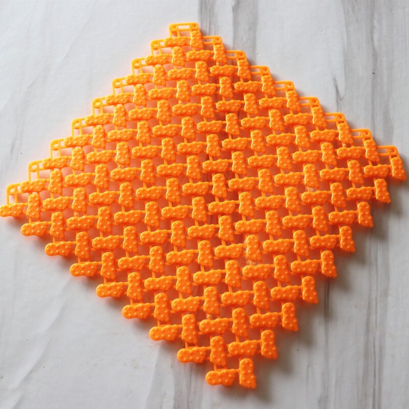 PVC free spline anti-skid waterproof mat bathroom anti-skid mat shower room anti skid mat set bath mat decoration: Orange