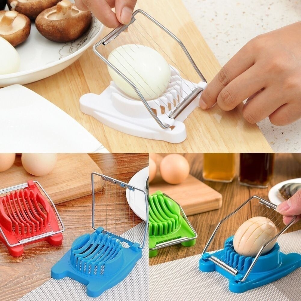 Stainless Steel Metal Boiled Egg Slicer Section Cut Cutter Mushroom Kitchen Chop Color Random