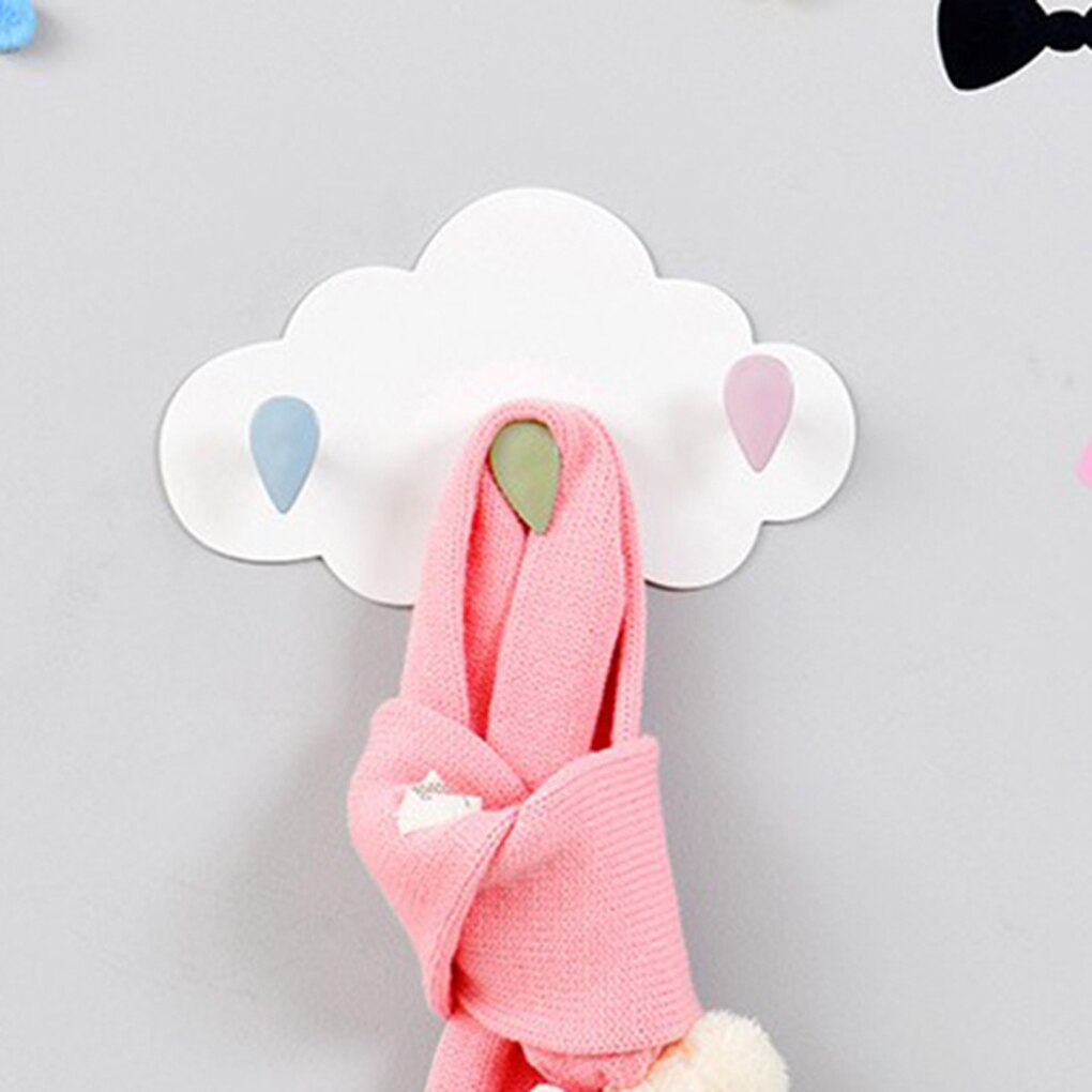 Cloud Vormige Zelfklevende Sleutel Handdoek Doek Haken Geen Boren Sticky Plastic Organizer