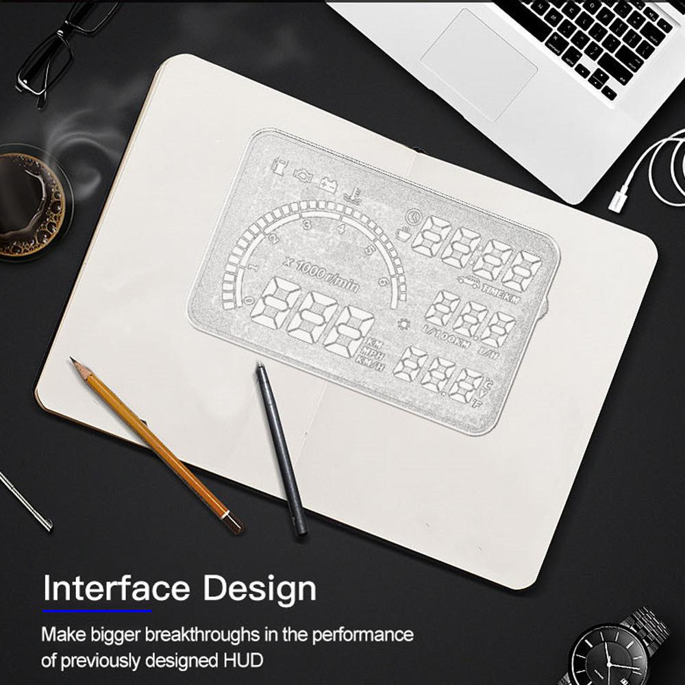 OBD2 HUD Car Head Up Display 5.5' L8 LED Windscreen Projector OBD Scanner Speed Fuel Warning Alarm Data Diagnostic Tool