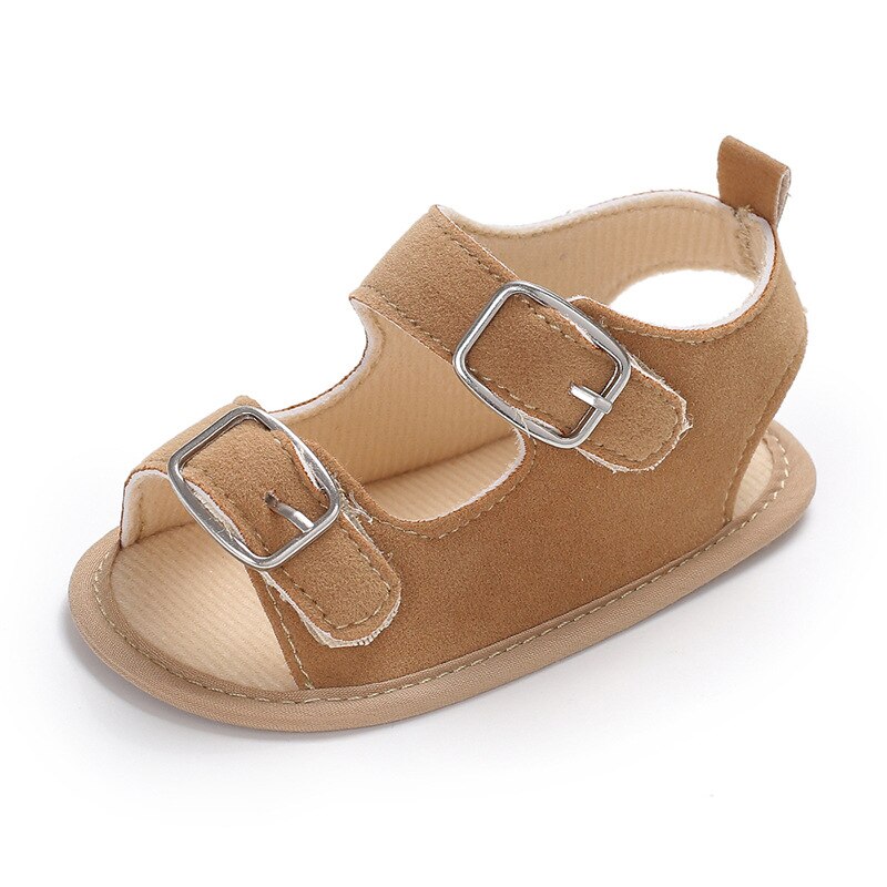 Baby Infant Shoes Girl Boy Sandals PU Buckle Strap Cotton Soft Anti-Slip Sole Casual Toddler Crib Shoes Little Girl Sandals: Khaki / 0-6 Months