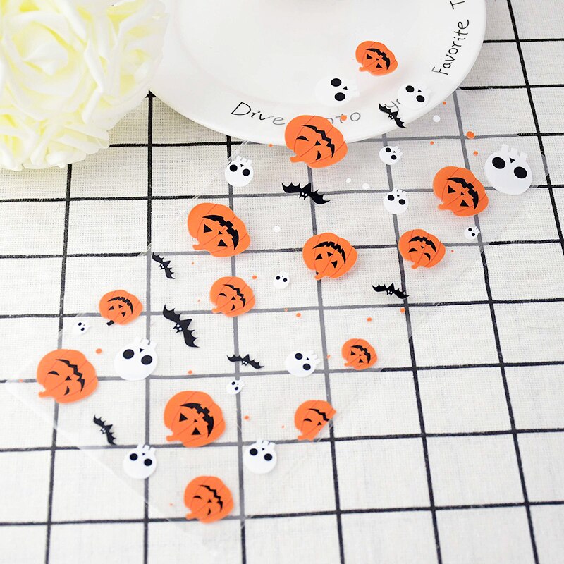 50 Stks/partij Halloween Snoep Tas Happy Halloween Traktatiezakken Koekjes Snack Plastic Verpakking Zakken Duidelijk Koekje Zak Halloween Decor