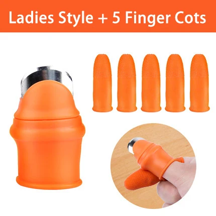 Silicone Thumb Knife+5PCS Finger Protector Gears Cutting Vegetable Harvesting Knife Pinching Plant Blade Scissors Garden Gloves: Silver
