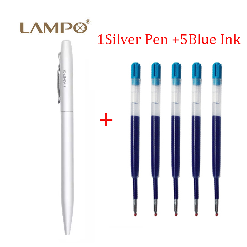 LAMPO Metal Sign Pens Luxury 0.5MM Black Gel Ink Pen Smooth Writing ручка Office School Stationery Supplies boligrafos: Clear