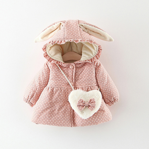 Newborn baby girl clothes floral hooded cotton-padded jacket outerwear for 1 year baby birthday clothing girls outfits coat: pink / 18M