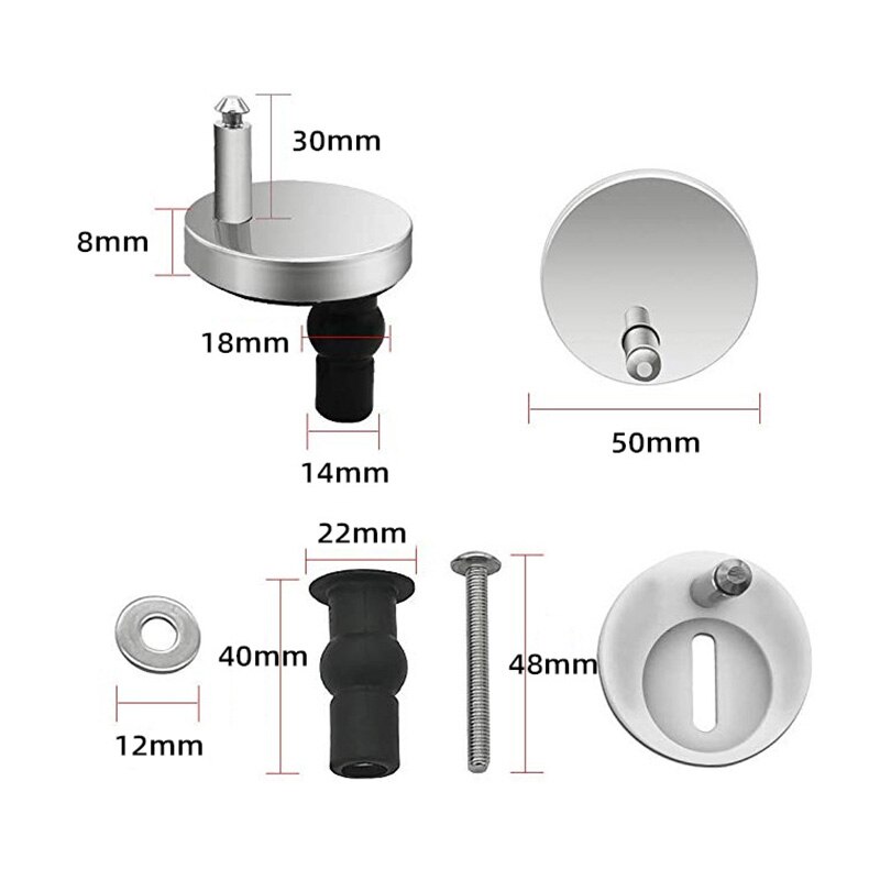 Tornillos de liberación rápida para bisagra de asiento de inodoro, accesorios de agujero, expansión de goma con Base de 50MM, 6 uds.