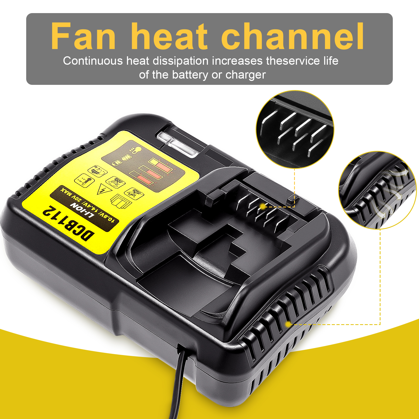 Cargador de batería de litio DCB112 2A para Dewalt 10,8 V 12V 14,4 V 18V 20V DCB112 DCB115 DCB118 DCB102BP DCB107 cargador de batería