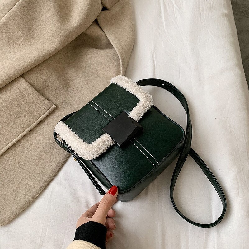 Bolsos cruzados de cuero para mujer , bolsos de lujo, bolsos de mano de para mujer, bandolera sólida, bandolera, bandolera principal para mujer: 6601-green