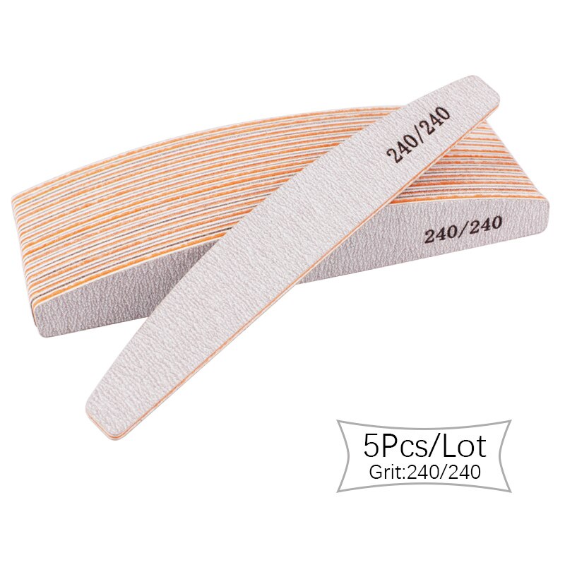 5pz/10pz lime per unghie colorate per barche in carta vetrata 80/100/150/180/240 tampone di carta vetrata grigia smeriglio bordo manicure accessori per unghie: 5pezzi 240-240 Grit
