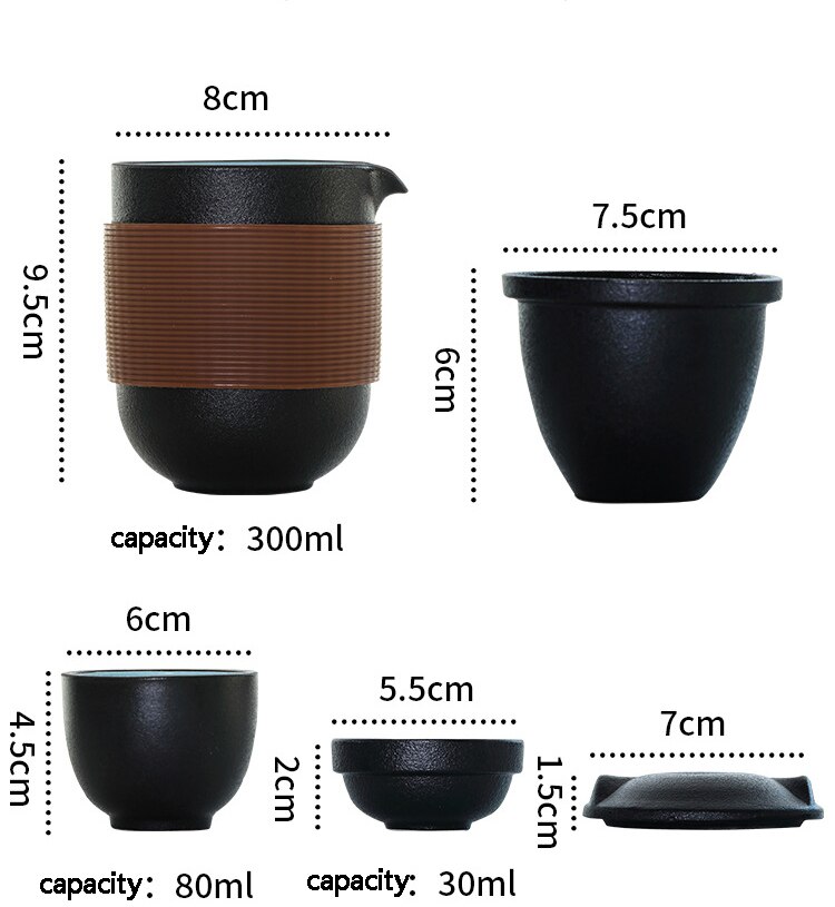 Tea Set Chinese Kung Fu Tea Sets Ceramic Portable Teapot Set Outdoor Travel Gaiwan Tea Cups of Tea Ceremony Teacup Fine B49