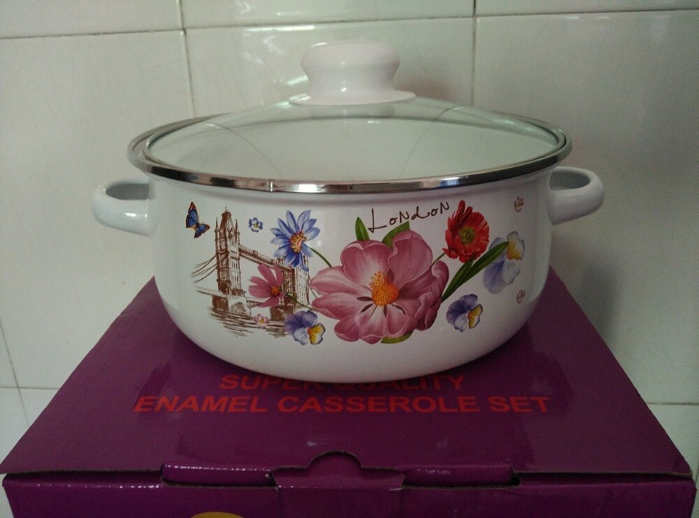 1pc Casserole 3000ml Enamel Oot Sauce Basin Kitchen Multi-purpose Nutrition Cookware Multicolour