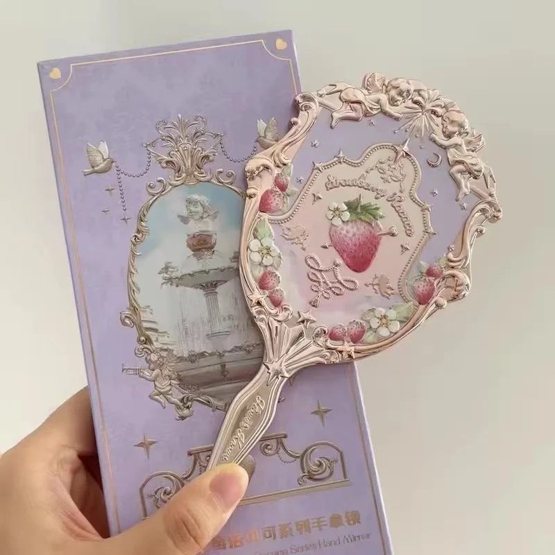 Flower Knows Little Angel Series Espejo de mano 3 tipos Exquisitos herramientas de maquillaje en relieve: Morado