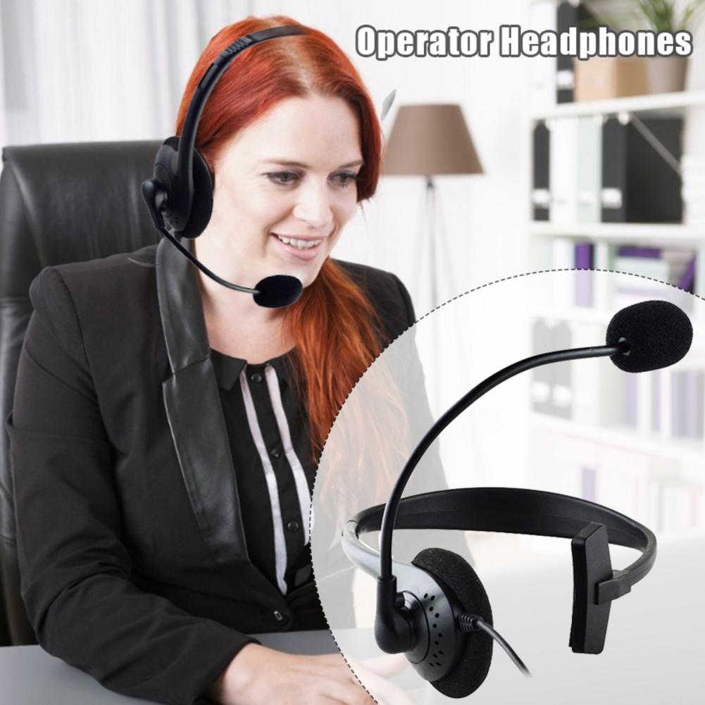 Auriculares para operador montados en la cabeza con micrófono y cancelación de ruido, auricular de una sola oreja para llamada telefónica clara: Default Title