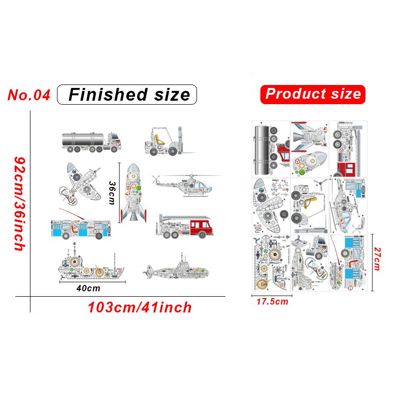 10 styles Cartoon Airplane Wall Stickers for Children Bedroom Kids room Wall Decor Nursery Wall Decoration PVC Sticker: No.04
